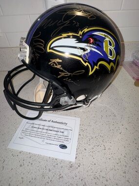 Baltimore Ravens 2012 Super Bowl Team Signed Authentic Riddell Helmet COA